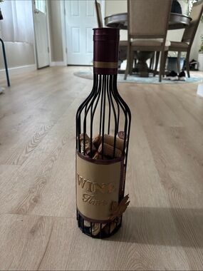 Wine Time Decorative Bottle Cork Holder - Burgundy & Gold